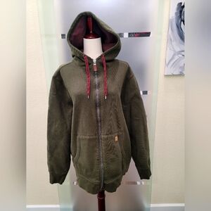 G. H. Bass & Co. Olive Green Heavyweight Zip Front Hooded Jacket XXL